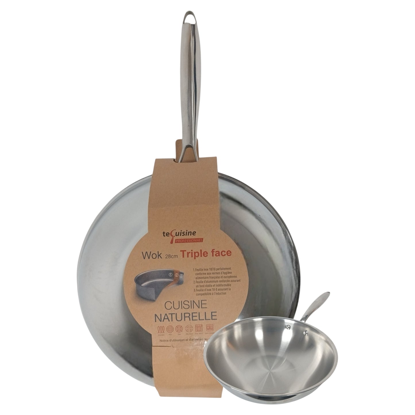 Wok 28cm INOX PREMIUM 18/10