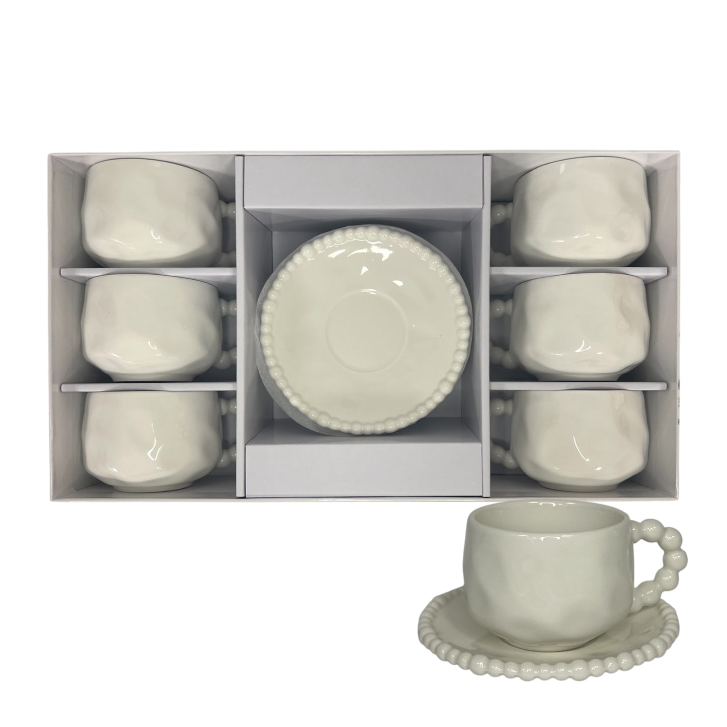 Service à café à perles en porcelaine 6 pièces