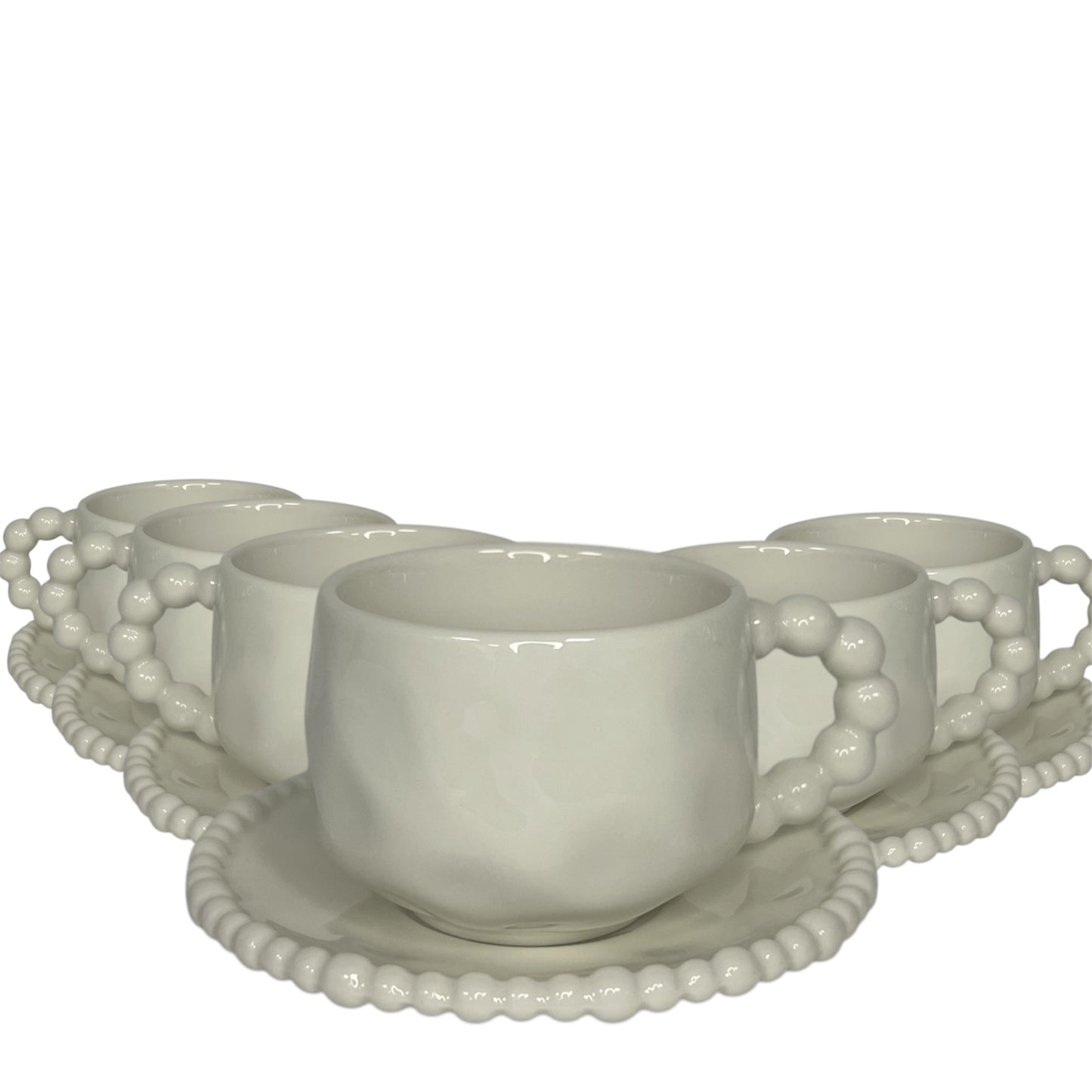 Service à café à perles en porcelaine 6 pièces