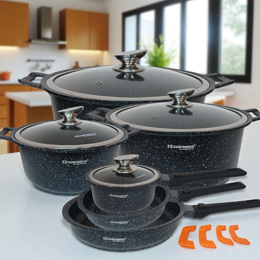 Batterie de cuisine 14 pièces  avec poignée amovible