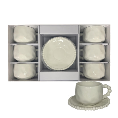 Service à café à perles en porcelaine 6 pièces