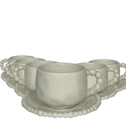 Service à café à perles en porcelaine 6 pièces